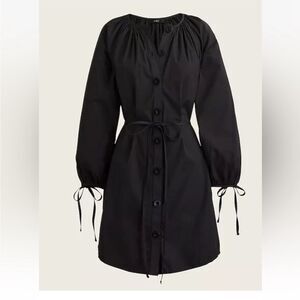 J Crew Cotton Button Up Midi Dress Tall Black 3/4 Sleeve Cruise Travel Beach XLT